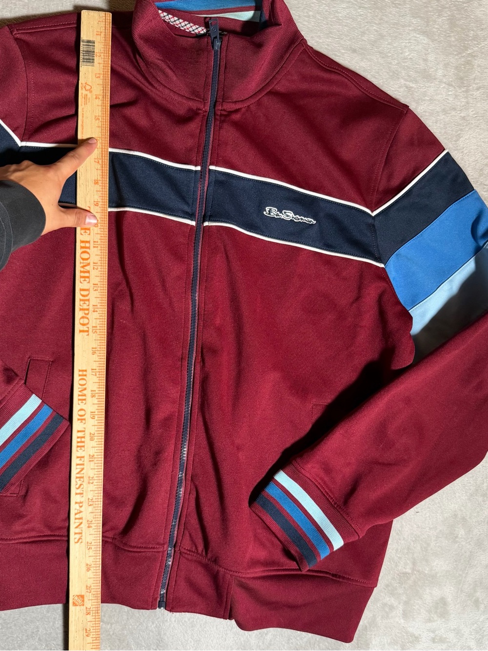 Ben Sherman Burgundy Pullover with Blue and Navy Trim - Picture 4 of 5